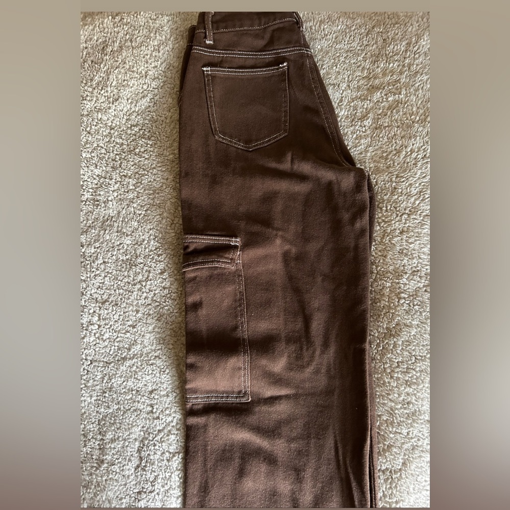 Brown High Waisted Cargo Pants